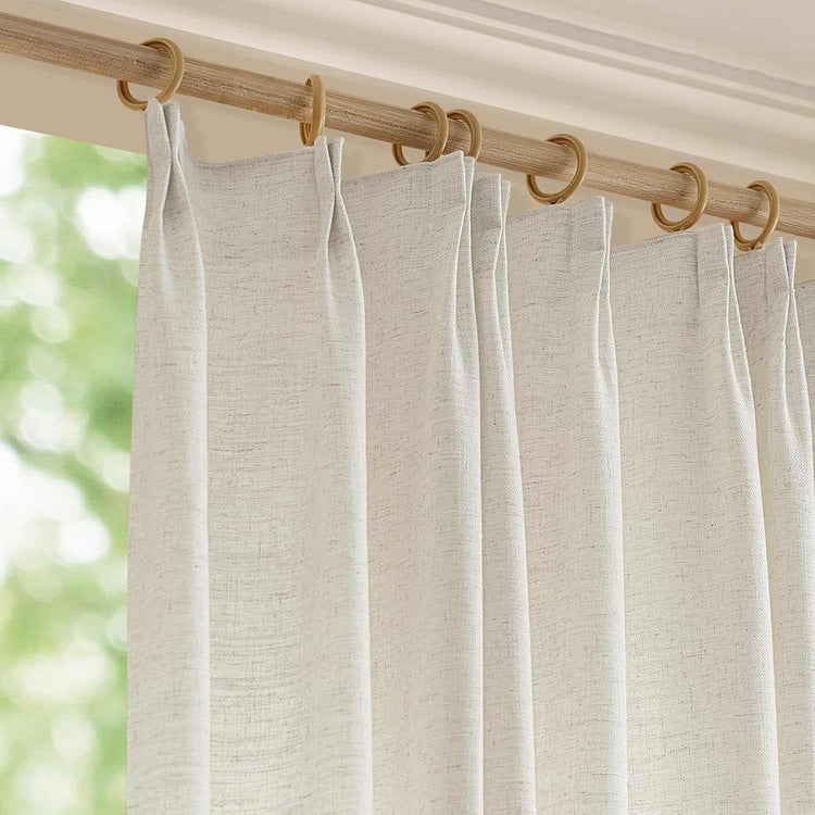 LANTIME Linen Privacy Curtains double pinch pleat light filtering 2 panels soft textured fabric