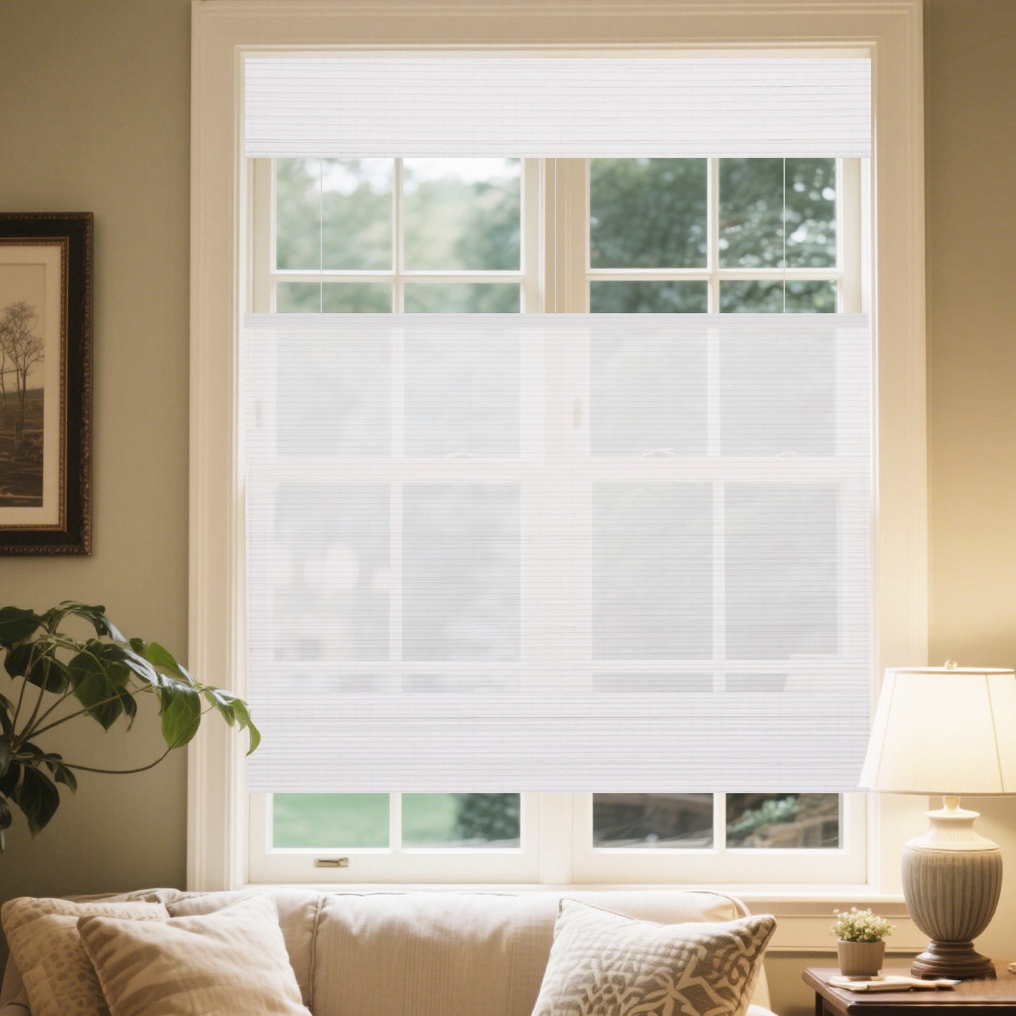 Custom Bamboo Shades|Natural Bamboo|Top Down Bottom Up Cordless|Cordless Roman Shades for Windows and Doors (Natural Woven)
