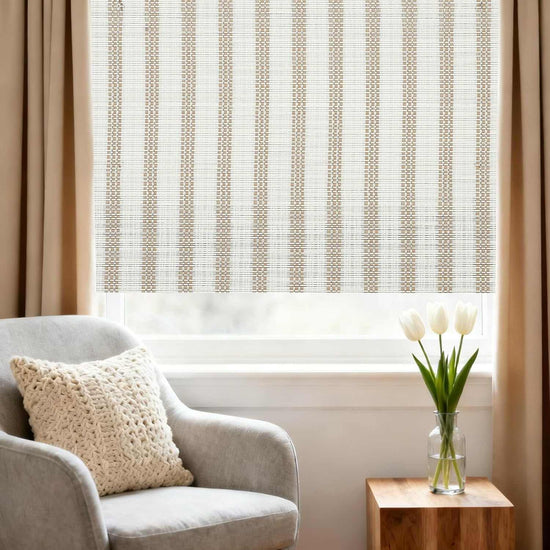 LANTIME Bamboo Woven Roman Shade cordless no-drill natural light filtering window blind