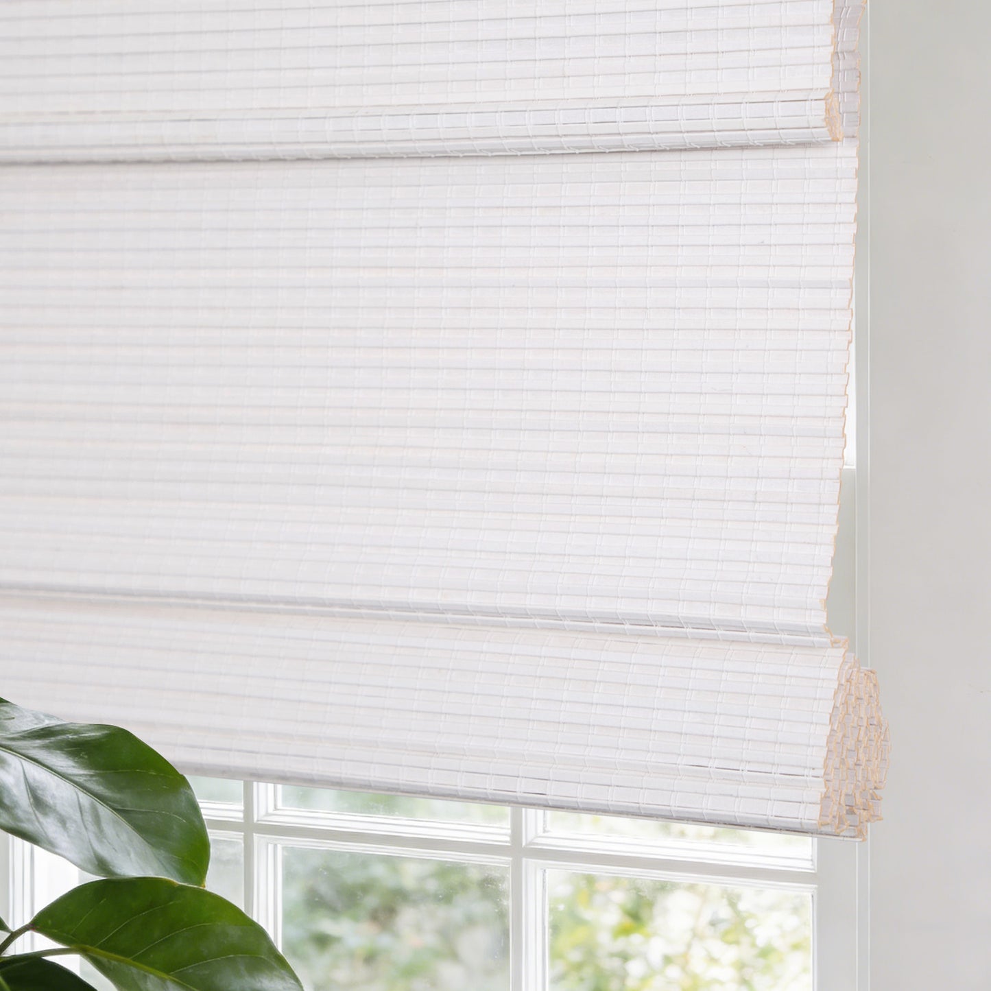LANTIME No Tools No Drill Wood Cordless Window Shades Blinds,Bamboo Roman Shades