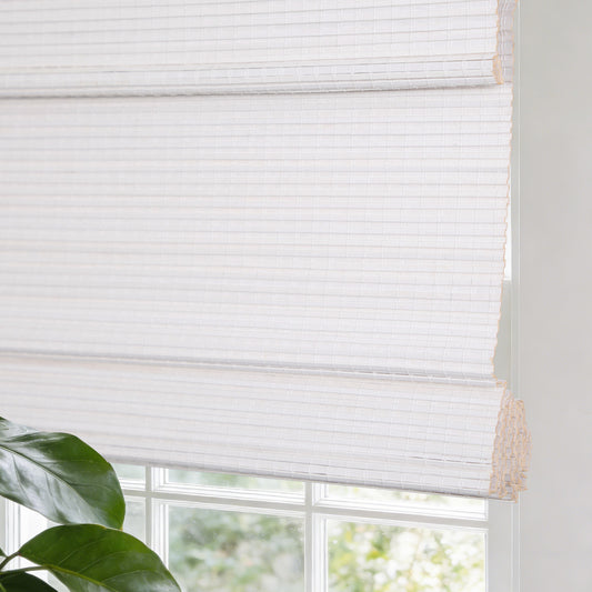 LANTIME No Tools No Drill Wood Cordless Window Shades Blinds,Bamboo Roman Shades