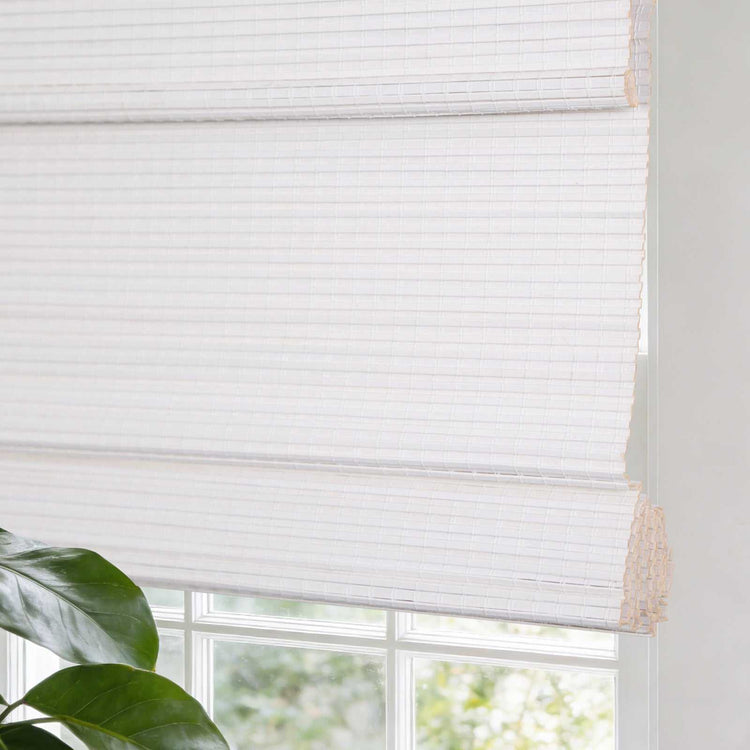 No-Drill Bamboo Roman Shade cordless window blind easy install no tools