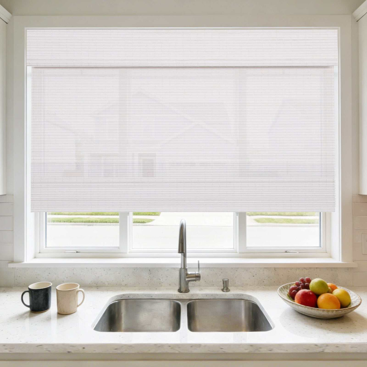 No-Drill Bamboo Roman Shade cordless easy install window blinds