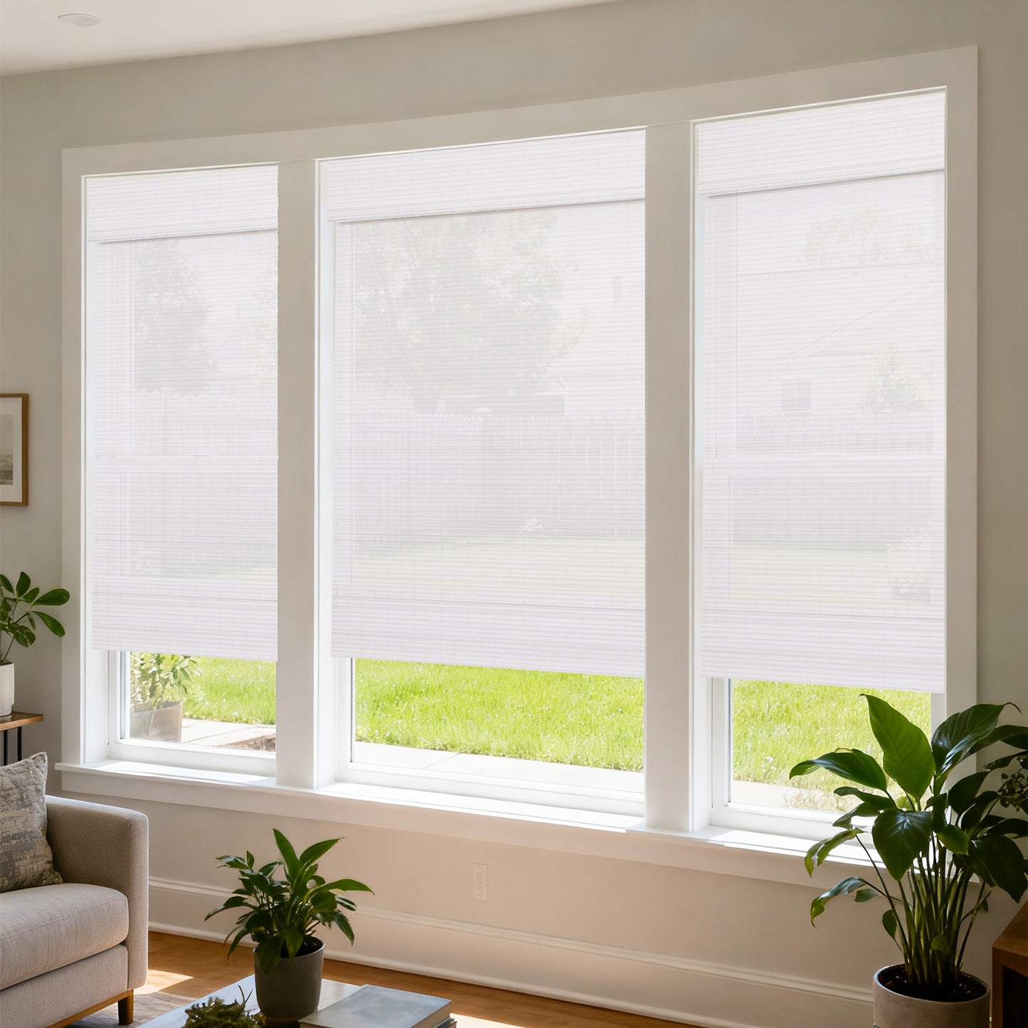 LANTIME No Tools No Drill Wood Cordless Window Shades Blinds,Bamboo Roman Shades