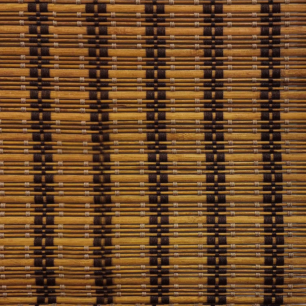 LANTIME No-Drill Bamboo Roman Shade cordless blackout lined bamboo window blind installed in living room