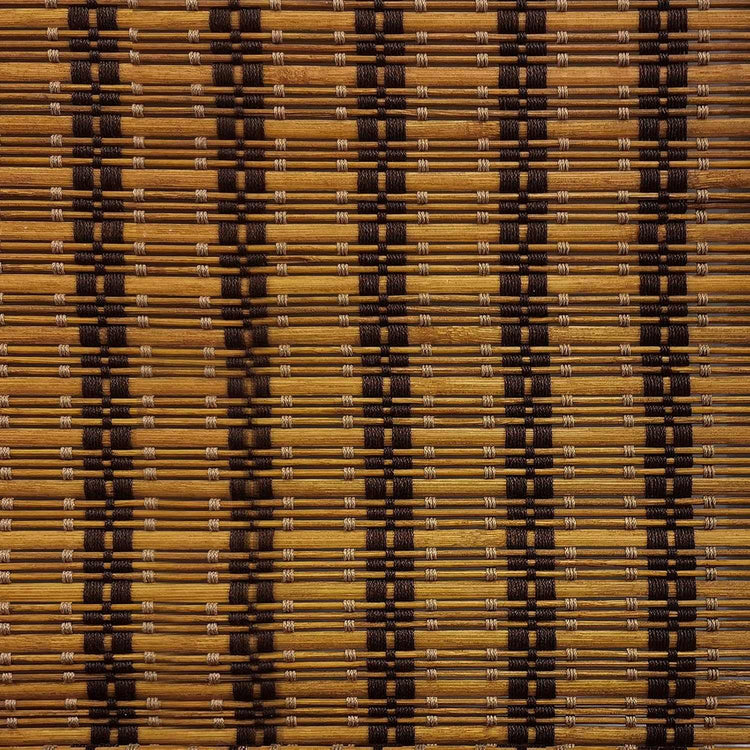 LANTIME No-Drill Bamboo Roman Shade cordless blackout lined bamboo window blind installed in living room