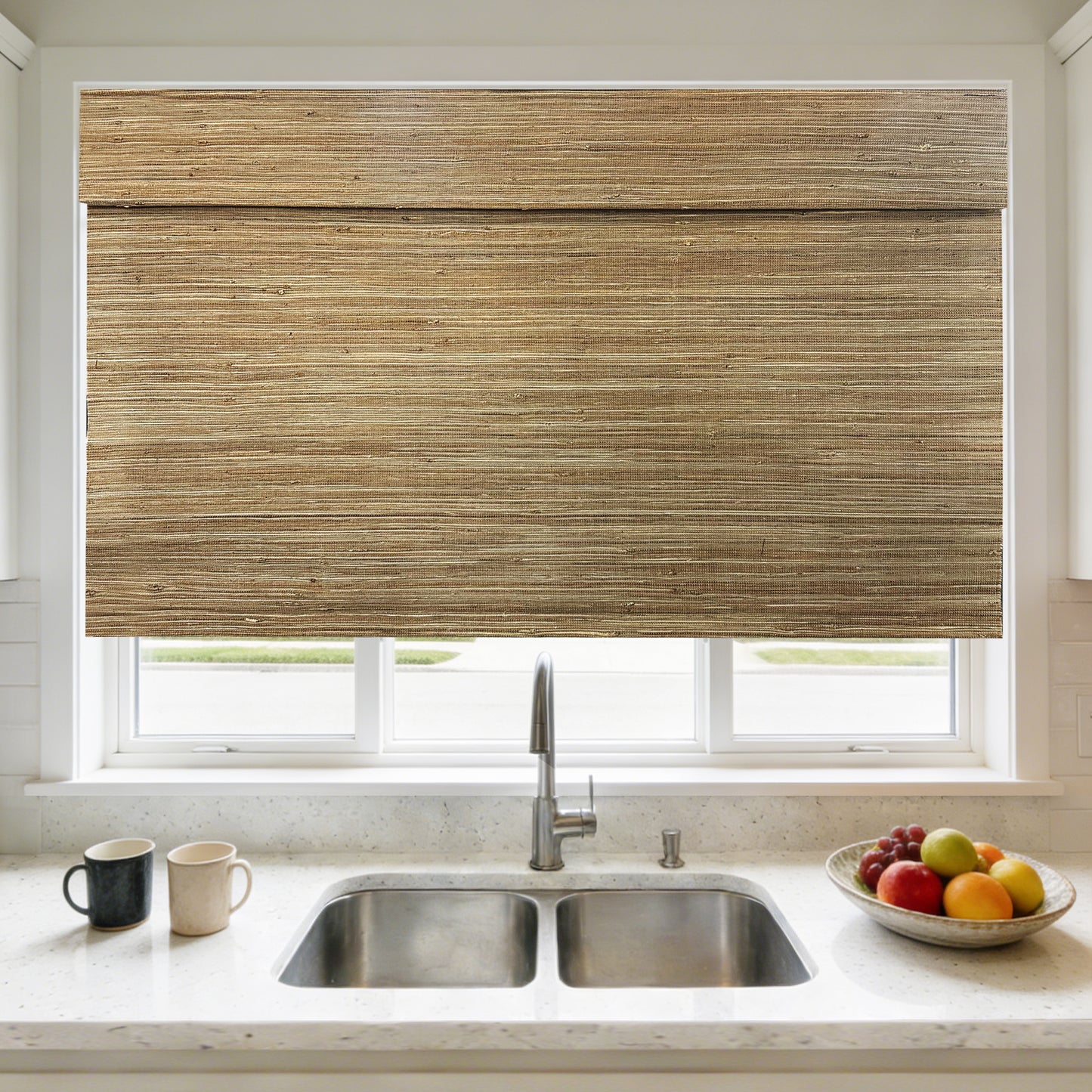 LANTIME No Tools No Drill Cordless Nature Window Shades Blinds, 100% Linen Roman Shades