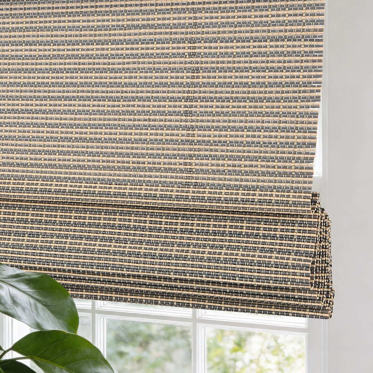 No-Drill Bamboo Roman Shade cordless easy install bamboo window blind with no drill system