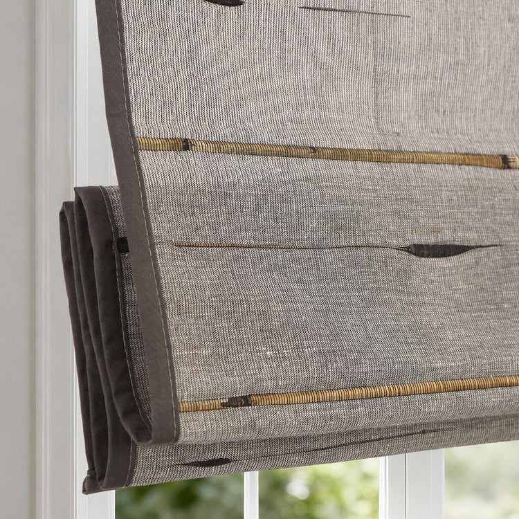 LANTIME No-Drill Natural Ramie Roman Shade cordless bamboo blinds easy install custom size