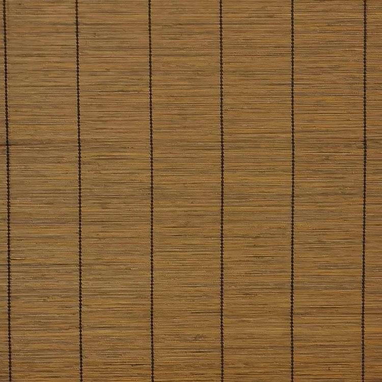 LANTIME No-Drill Bamboo Roman Shade cordless blackout lined window blind installed in modern living room
