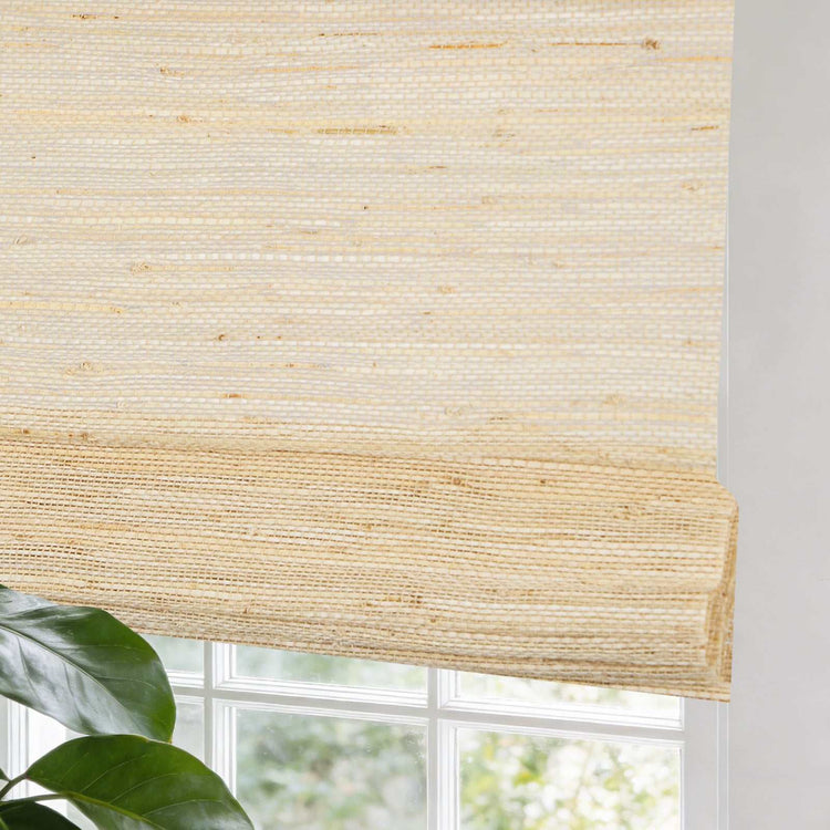 No-Drill 100% Linen Roman Shade cordless top down bottom up window blind installed without drilling