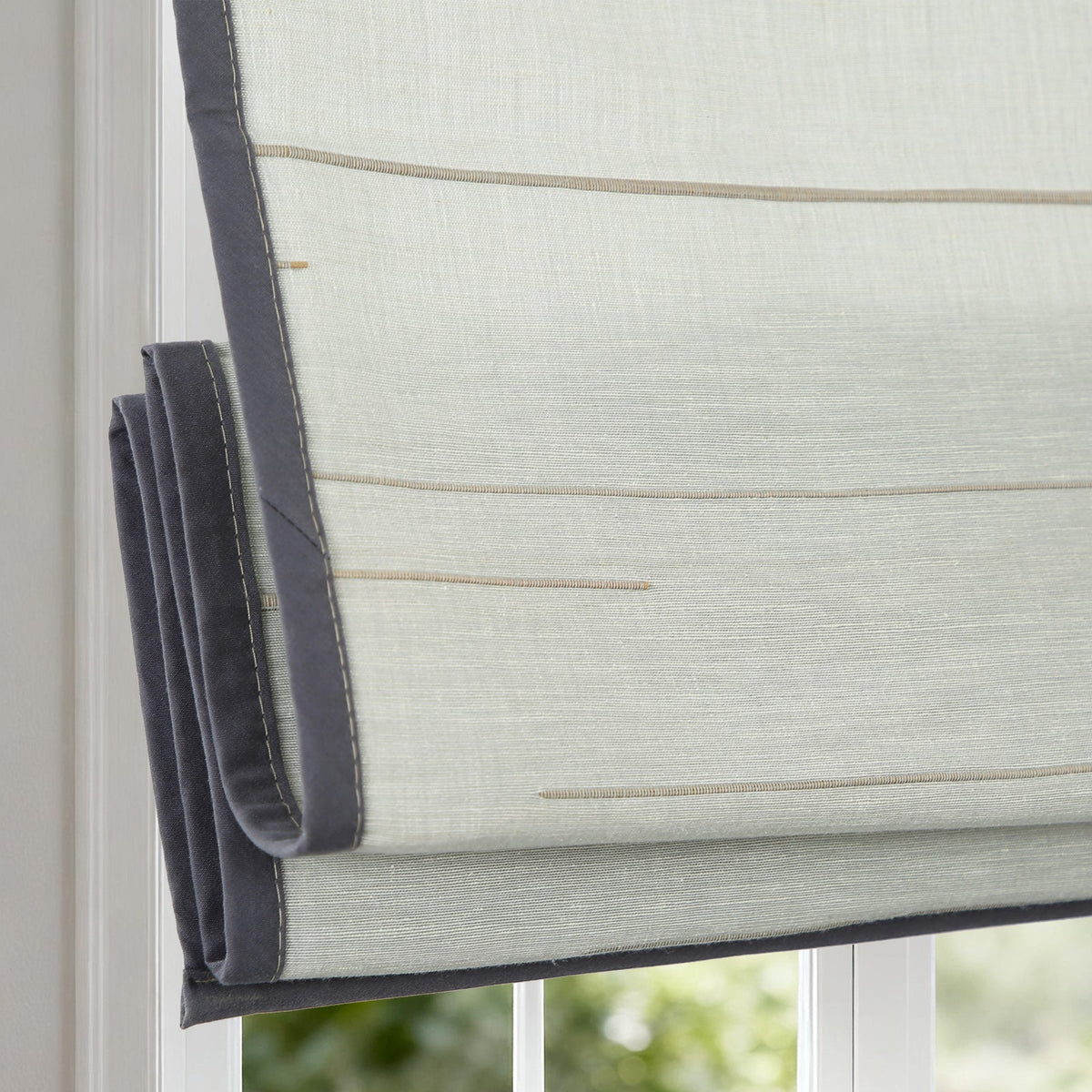 LANTIME No-Drill Natural Ramie Roman Shade cordless custom size easy install natural bamboo blinds