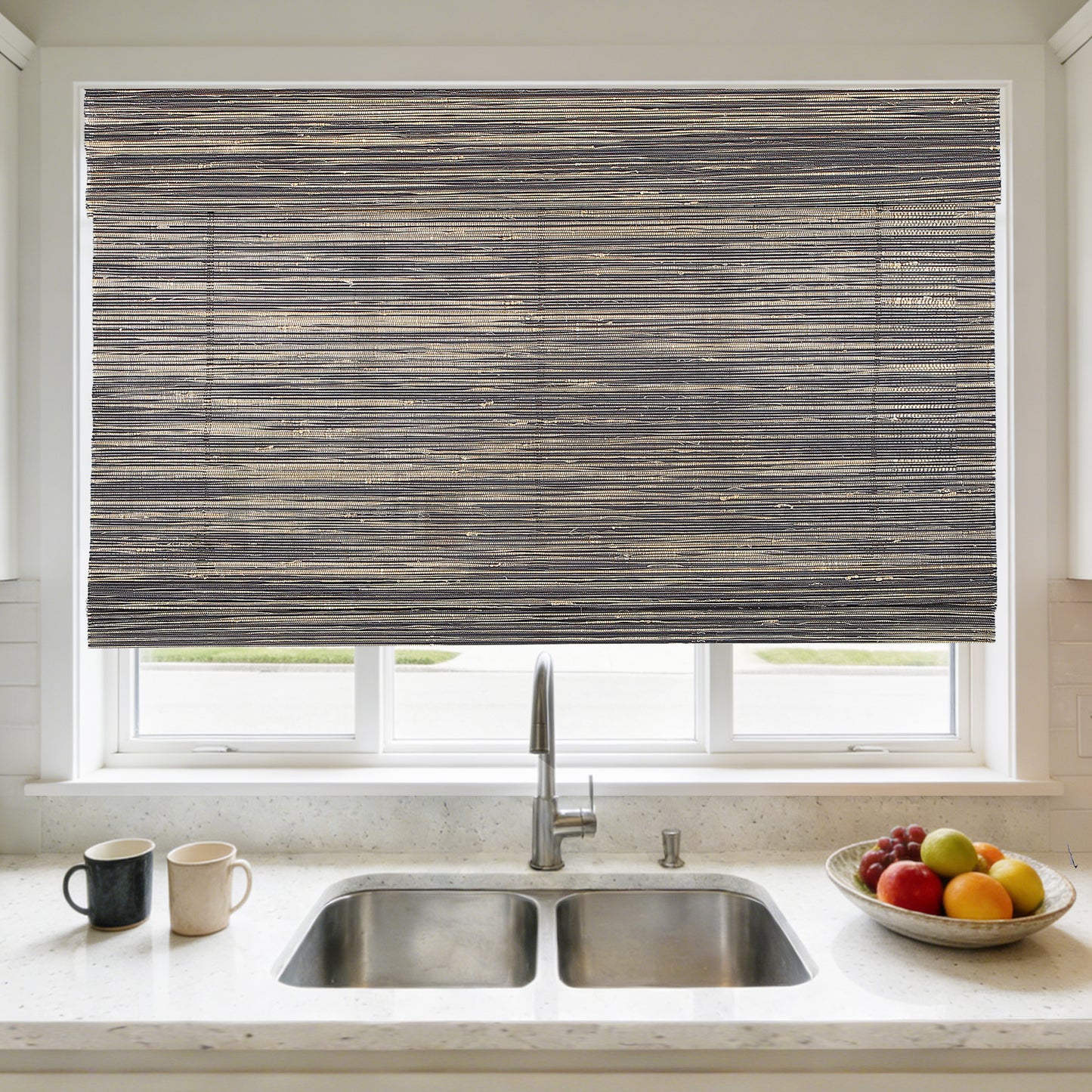 LANTIME No Tools No Drill Cordless Nature Window Shades Blinds, 100% Linen Roman Shades