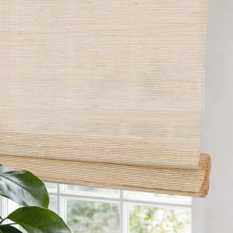 No-Drill 100% Linen Roman Shade cordless top down bottom up window blind installed without drilling