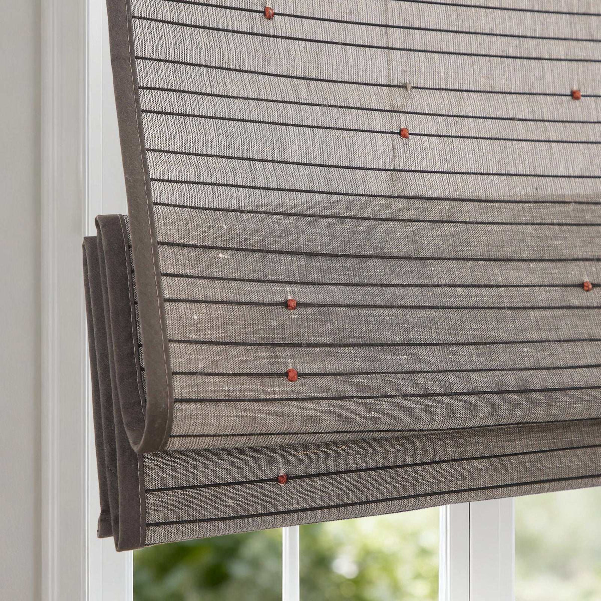 LANTIME No-Drill Natural Ramie Roman Shade cordless custom size easy install window blind natural bamboo
