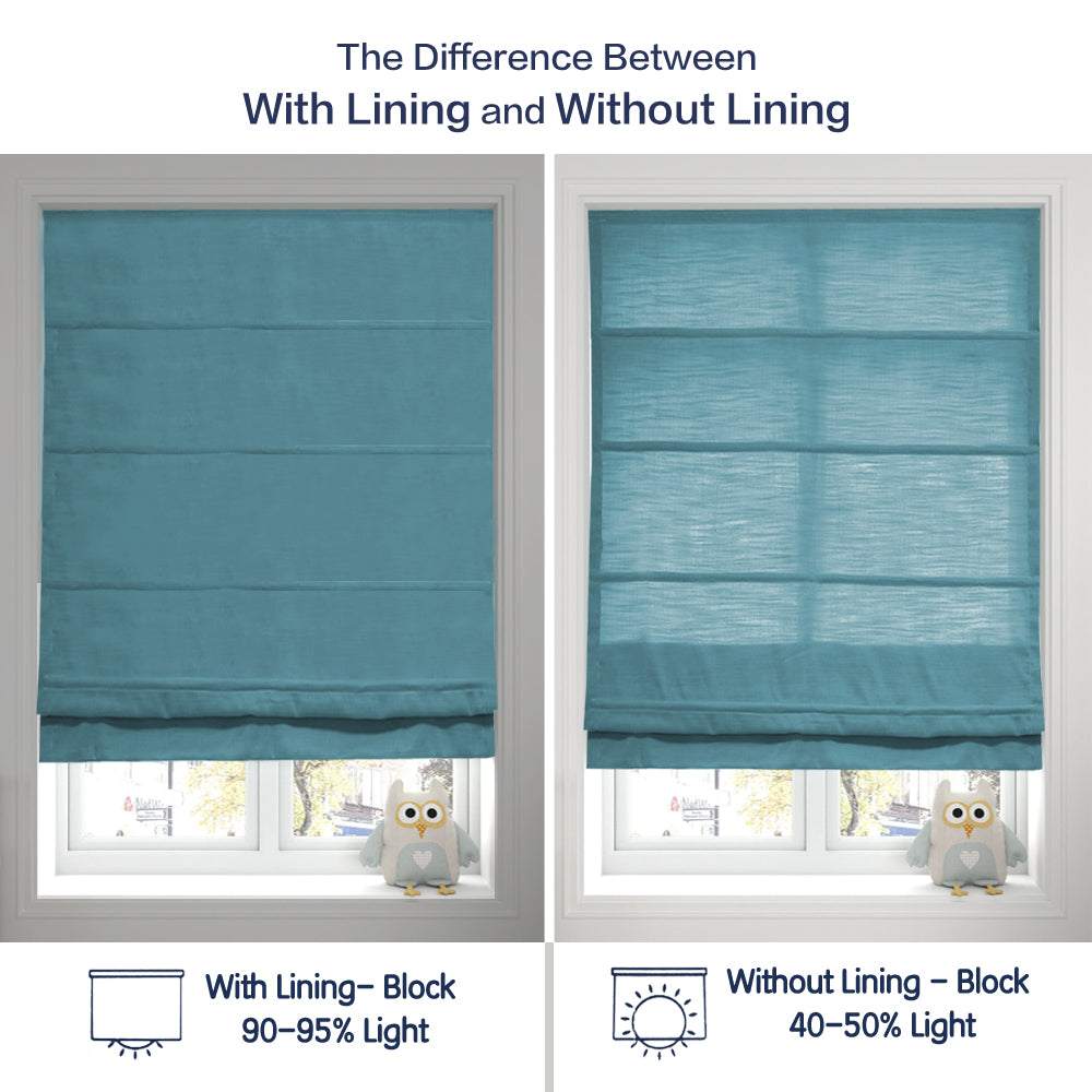 LANTIME No-Drill Roman Shade cordless light filtering fabric inside mount window blind