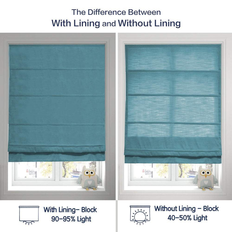 LANTIME No-Drill Roman Shade cordless light filtering fabric inside mount window blind