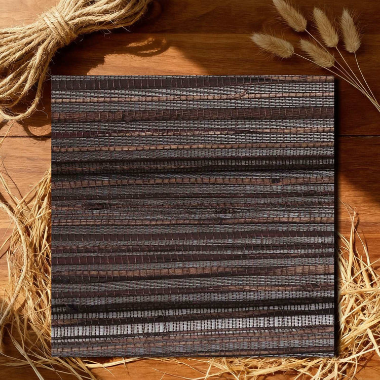 LANTIME No-Drill cordless natural jute bamboo Roman shade with top down bottom up design installed on window