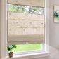 LANTIME No-Drill cordless natural ramie bamboo Roman shade with top down bottom up design on a window
