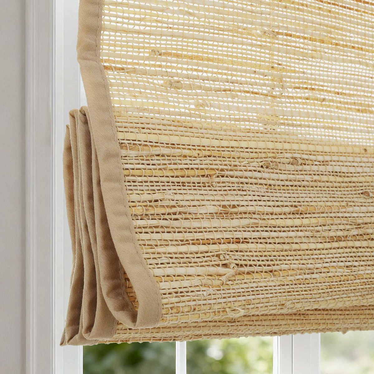 LANTIME No Drill No Tools Blinds cordless natural jute bamboo Roman shade custom size