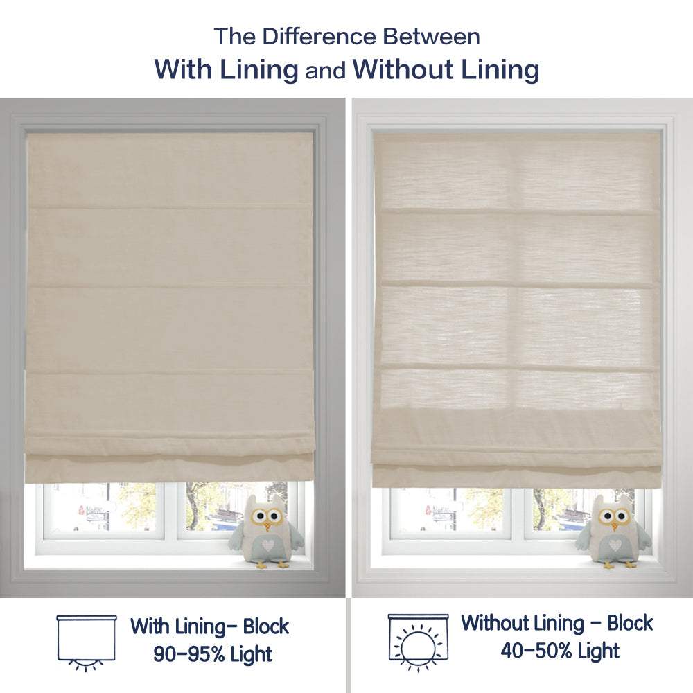 LANTIME No-Drill Roman Shade elegant light filtering fabric cordless inside mount window treatment