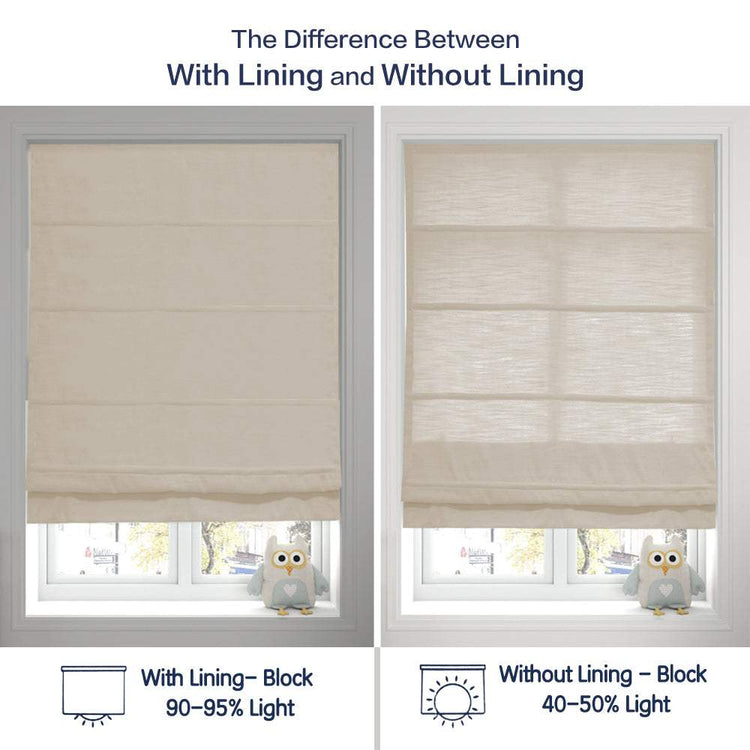 LANTIME No-Drill Roman Shade elegant light filtering fabric cordless inside mount window treatment