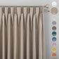 Pair of LANTIME Faux Linen Blackout Curtains in black, pencil pinch pleat style, 100% light-blocking fabric