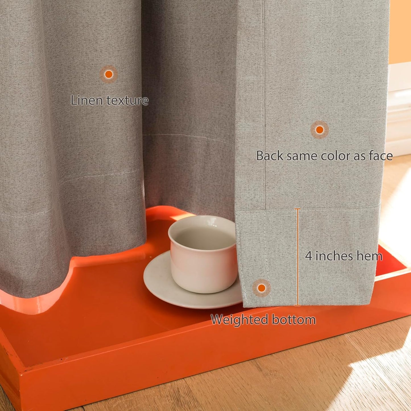 LANTIME Blackout Pinch Pleat Drapes, Pencil Pleated Faux Linen Textured Window Curtains, 2 Panels