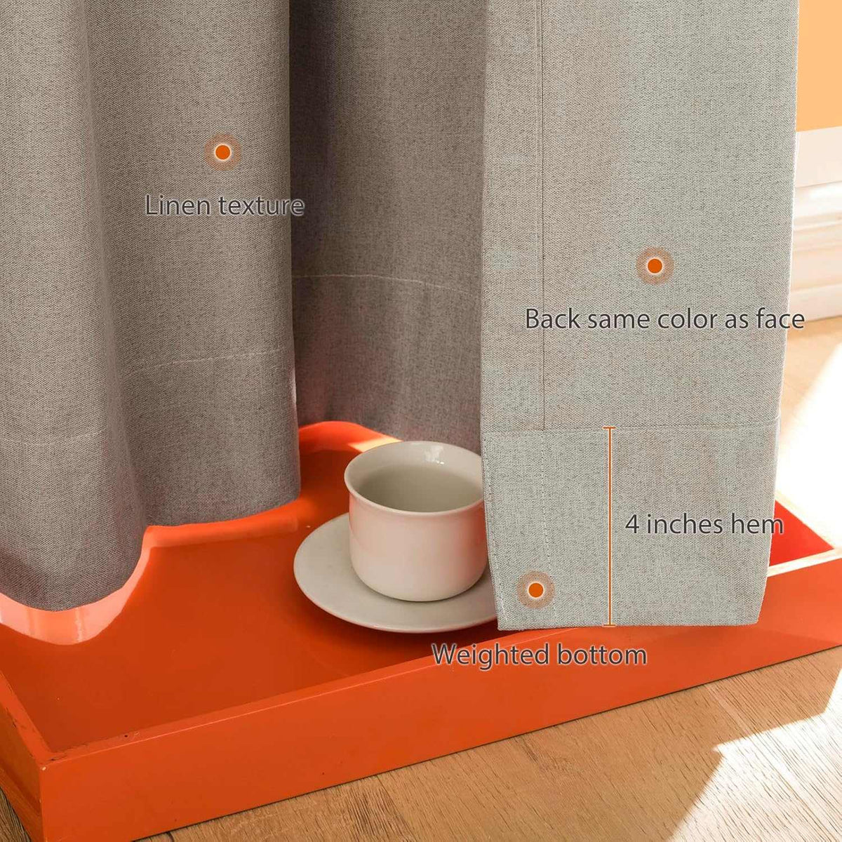 LANTIME Faux Linen Blackout Curtains pencil pinch pleat 2-panel set blocking 100% light