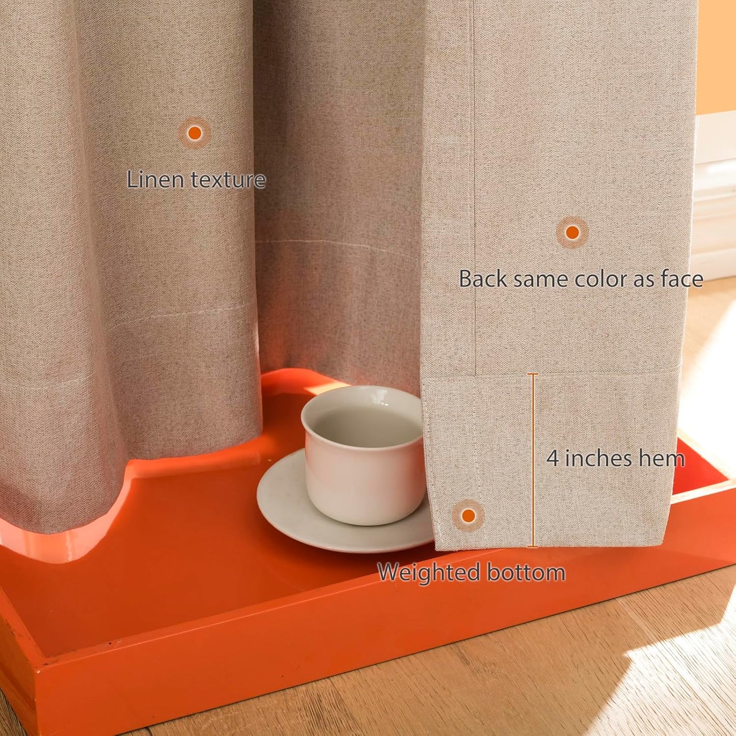 LANTIME Blackout Pinch Pleat Drapes, Pencil Pleated Faux Linen Textured Window Curtains, 2 Panels