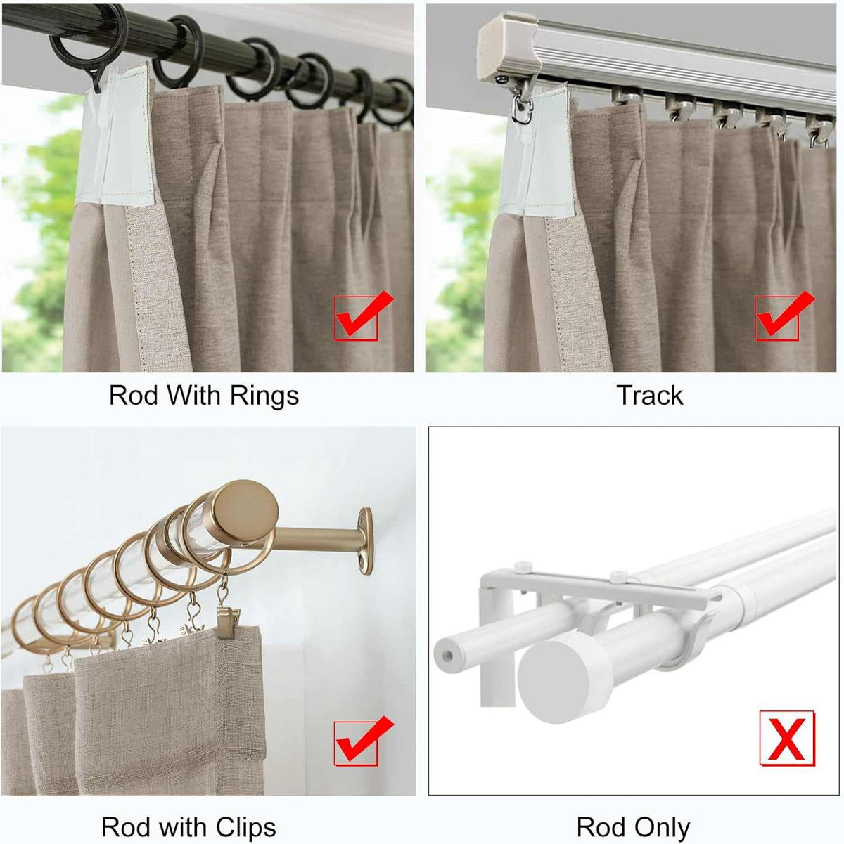 Pair of LANTIME Faux Linen Blackout Curtains with pencil pinch pleats, 100% blackout, semi-customizable length, and thermal insulation