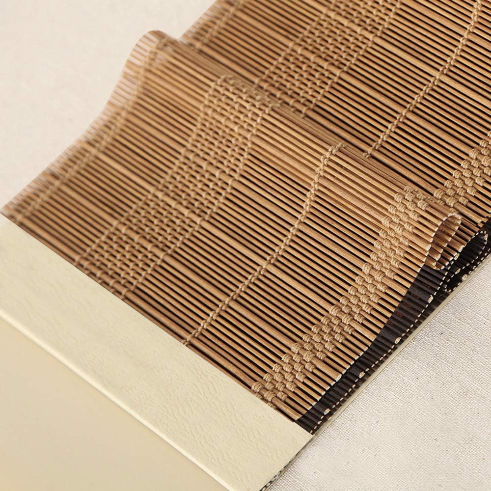 No Tools No Drill Wood Window Roman Shades, Bamboo Light Filtering Window Blinds for Indoor Home, Office, Kitchen