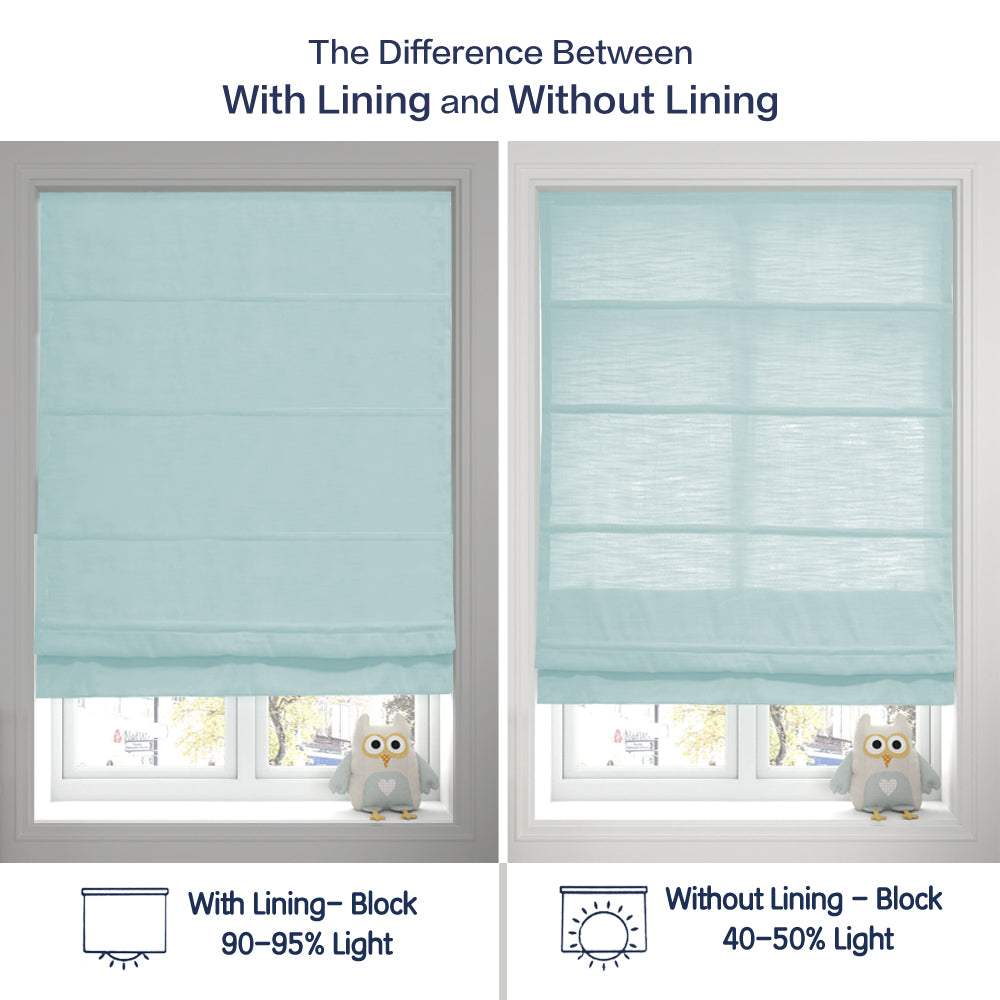 LANTIME No-Drill Roman Shade elegant light filtering fabric cordless inside mount window treatment