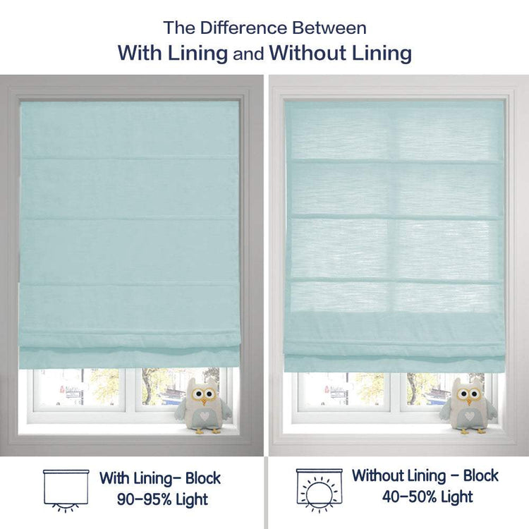 LANTIME No-Drill Roman Shade elegant light filtering fabric cordless inside mount window treatment