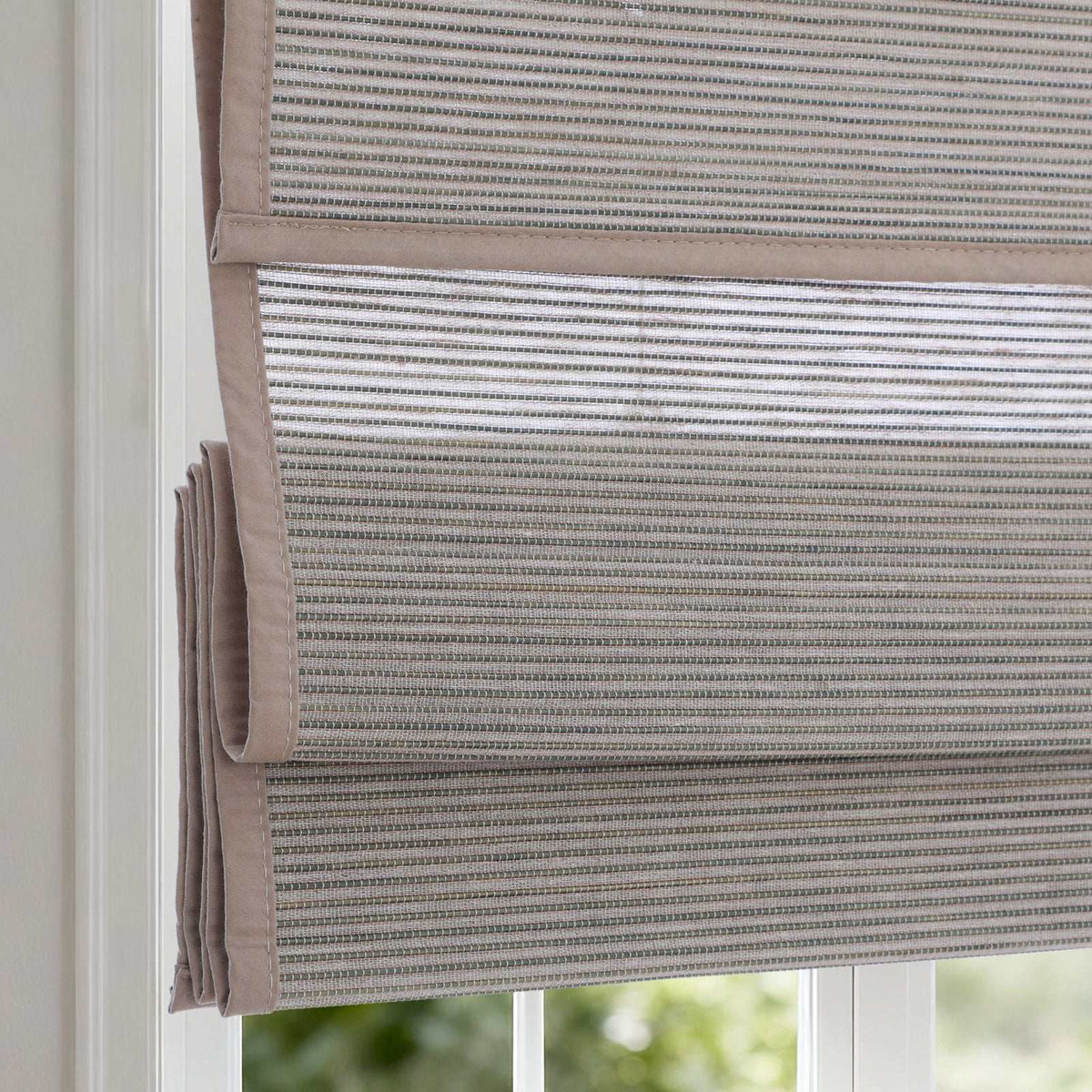 No drill no tools blinds LANTIME natural jute bamboo cordless Roman shade custom size