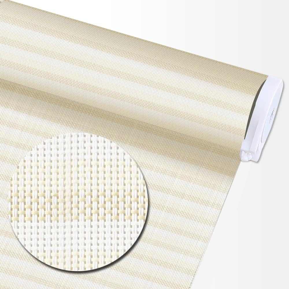 LANTIME Solar Cordless roller shade installed on a window filtering light with UV and water protection features