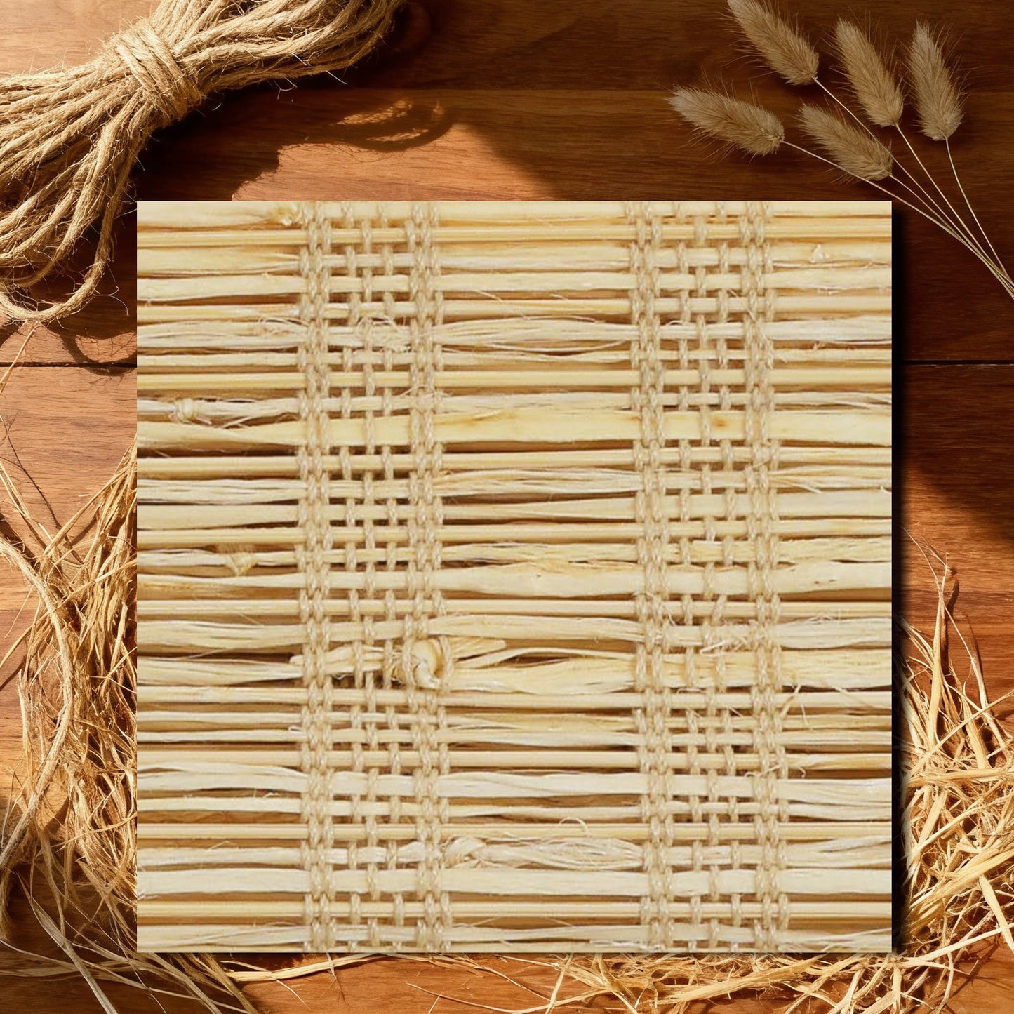 LANTIME No Drill Roman Shades|Natural Jute Bamboo|Top Down Bottom Up Cordless|Cordless Roman Shades for Windows and Doors
