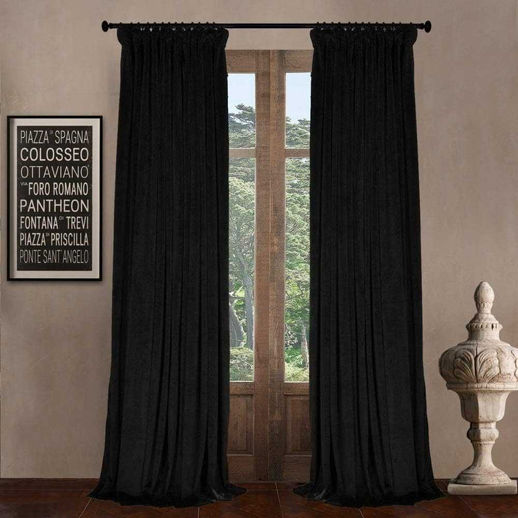 Set of 2 LANTIME velvet room darkening curtains with pinch pleat, thermal insulation, and soft weighted fabric