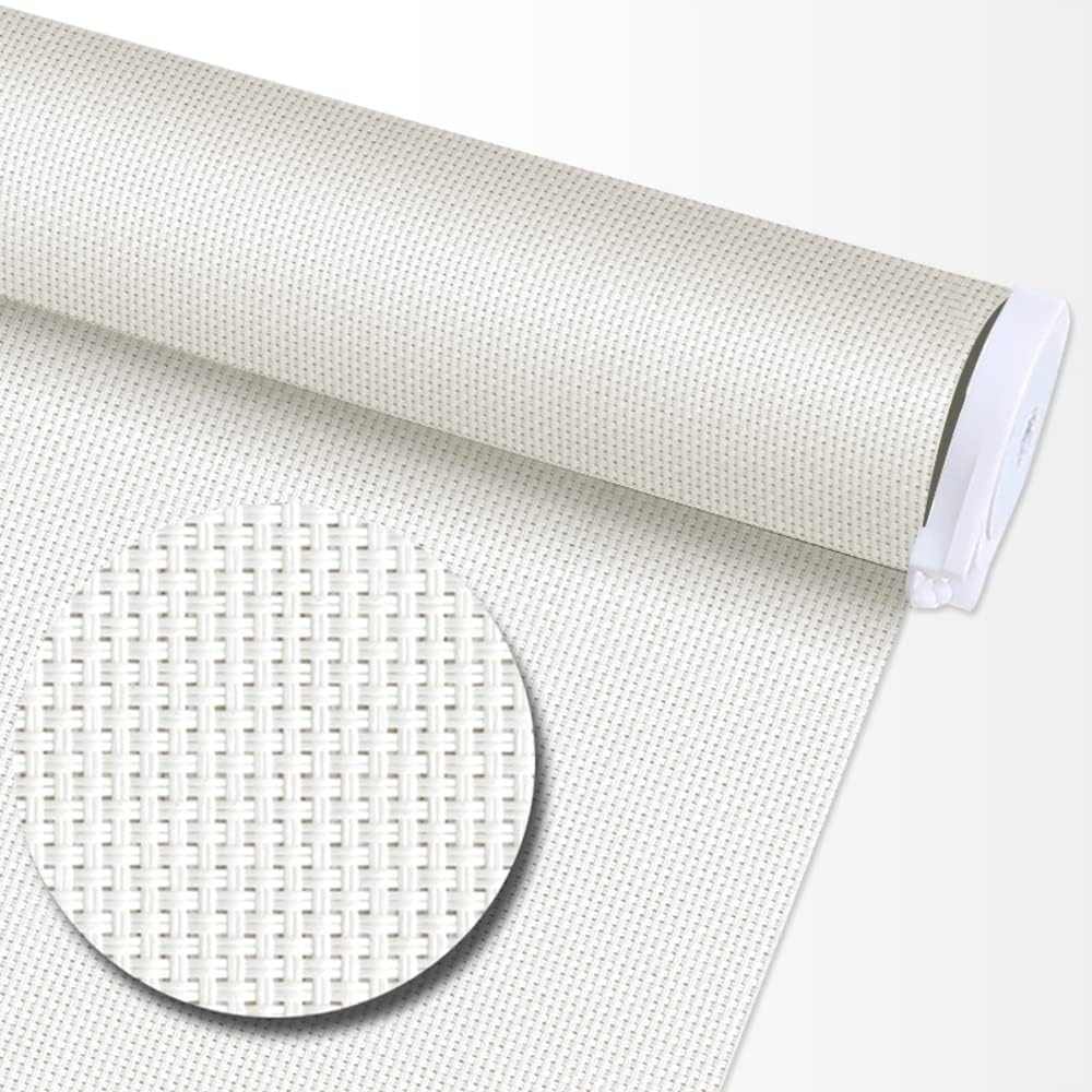 LANTIME solar cordless roller shade with light filtering, UV and water protection installed on a window