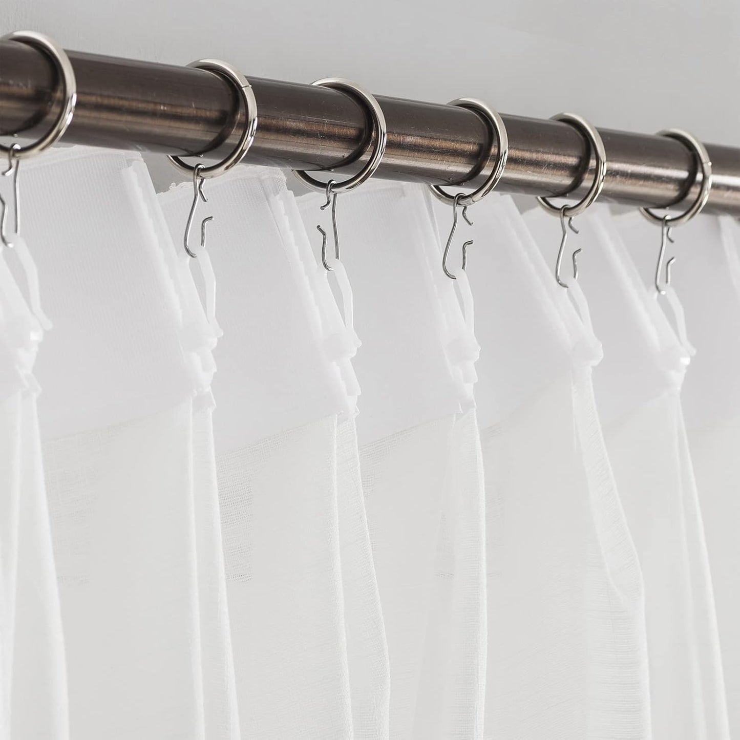 LANTIME Pinch Pleats Sheer Curtains, Semi Window Curtains Panels Drapery, Set of 2