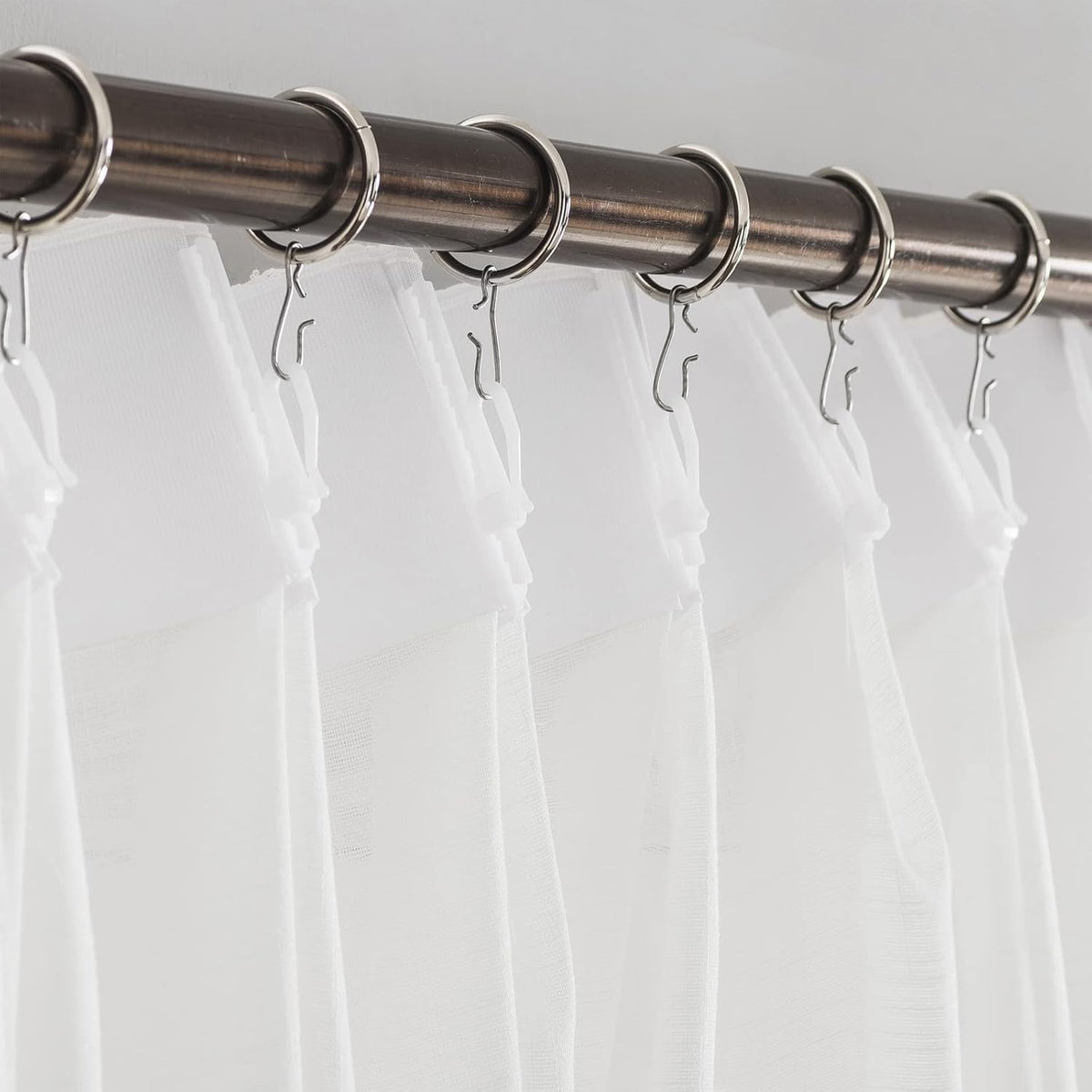 Set of 2 LANTIME faux linen pinch pleat sheer curtains with custom length and UV protection