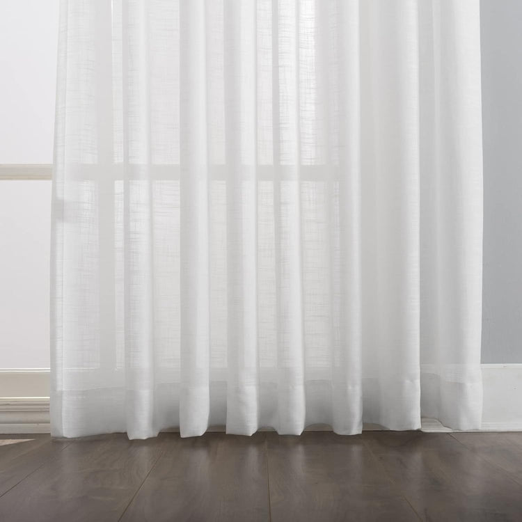 LANTIME faux linen pinch pleat sheer curtains semi-sheer set of 2 with custom length and UV protection