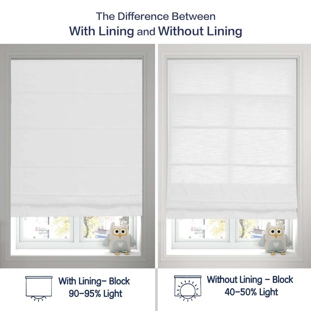 LANTIME No-Drill Roman Shade elegant light filtering fabric cordless window blind inside mount