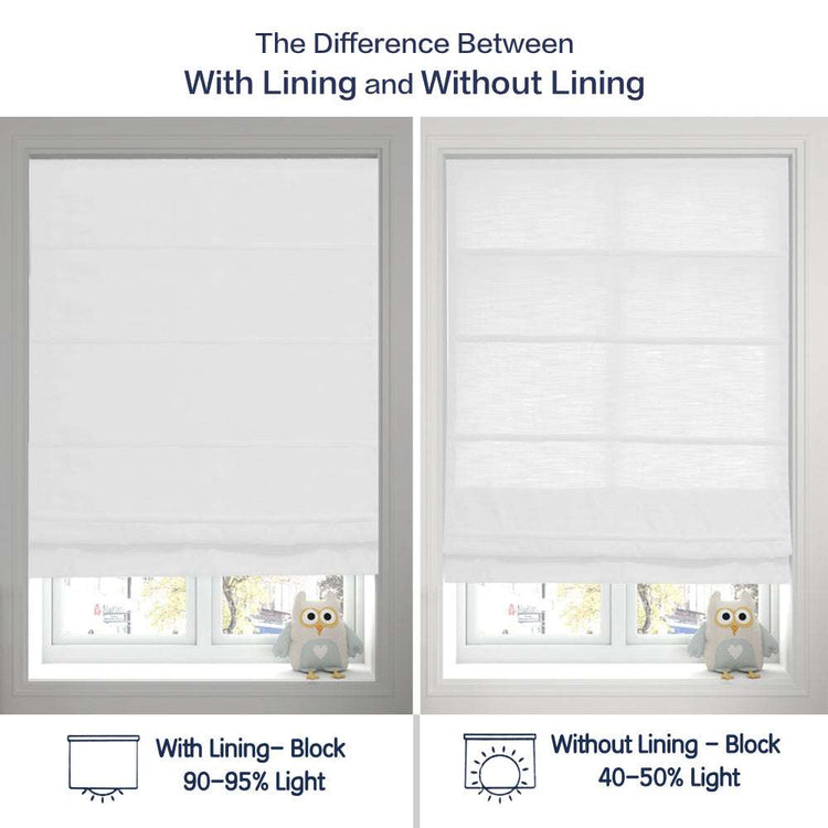 LANTIME No-Drill Roman Shade elegant light filtering fabric cordless window blind inside mount