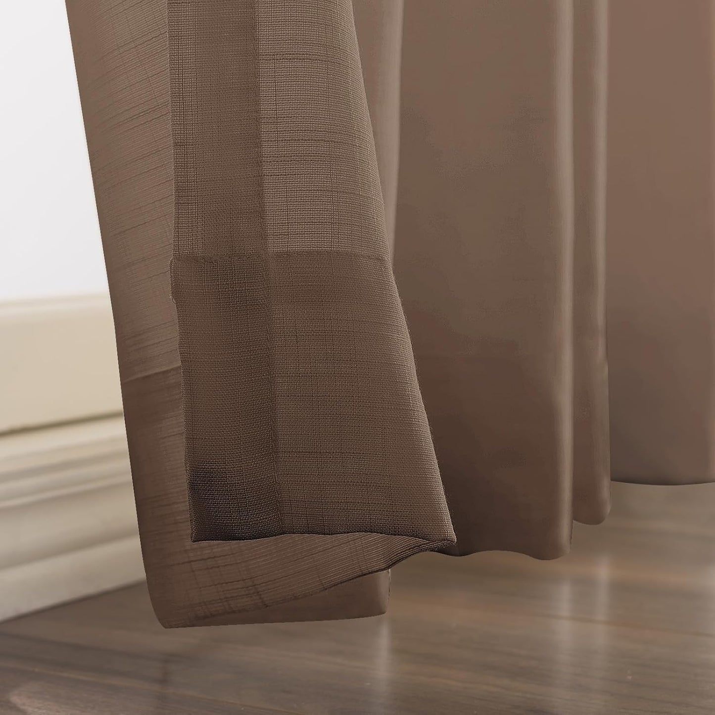 LANTIME Pinch Pleats Sheer Curtains, Semi Window Curtains Panels Drapery, Set of 2
