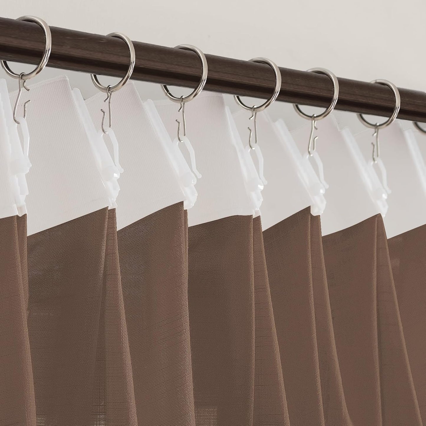 LANTIME Pinch Pleats Sheer Curtains, Semi Window Curtains Panels Drapery, Set of 2